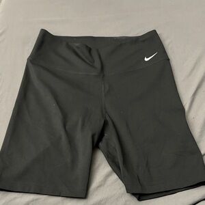 Nike Black High-Rise Bike Shorts with White Swoosh